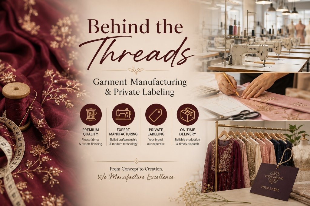 Behind the Threads - Garment Manufacturing & Private Labeling Infographic
